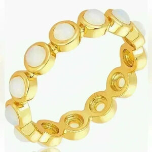 Adornia 14K Gold Plated Imitation Opal Cabochon Eternity Ring Size 8 NWT